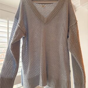 Aerie Soft Gray V-Neck Sweater